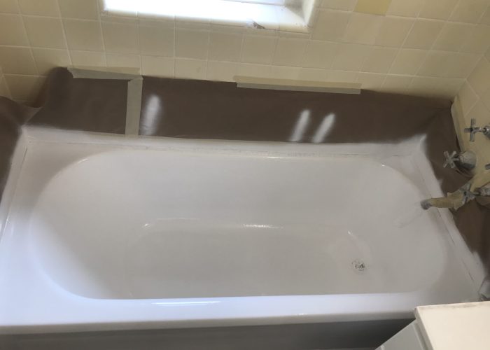 Fresh bathtub with white paint