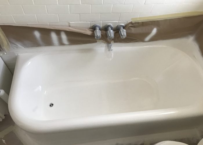 Fresh bathtub with white paint