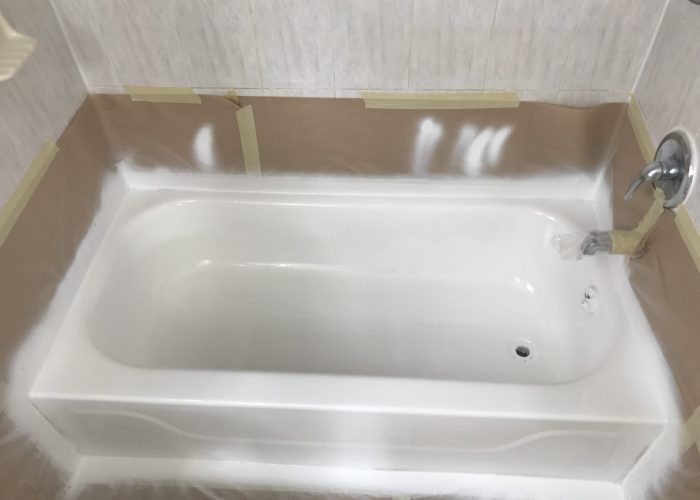 Fresh bathtub with white paint